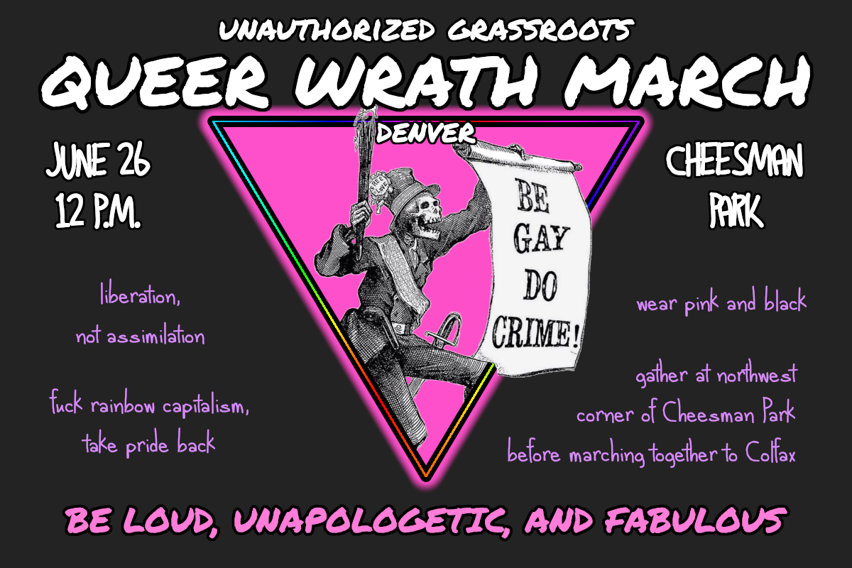 Flyer - Queer Wrath March. Full text in post body.
