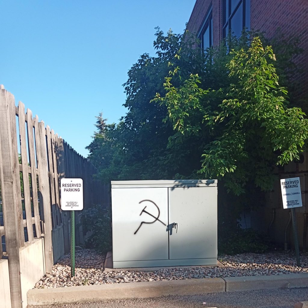 hammer-sickle - outside Cordell MRA divorce lawyers reserved spot